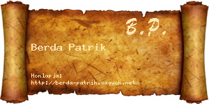 Berda Patrik névjegykártya